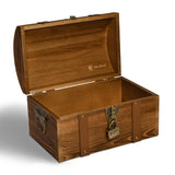 1 x RAW Customer Returns Heimfreude treasure chest Blackbeard 30x18.5x18.5cm made of solid pine wood with lock for a gift, decorative wooden box for storage or as a treasure chest for a treasure hunt - RRP €38.27