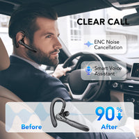 1 x RAW Customer Returns FAMOO Single Bluetooth Earphone V5.3, Single Bluetooth Wireless Headphones with CVC8.0 ENC Dual Microphone, 100 Hours Talk Time, 270 Adjustable Bluetooth Headset with LED Charging for Business Driving - RRP €32.99