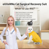 1 x Brand New oUUoNNo Cat Wound Surgery Recovery Suit for Abdominal Wounds or Skin Diseases, After Surgery Wear, Pajama Suit, E-Collar Alternative for Cats and Dogs S, Yellow  - RRP €19.0