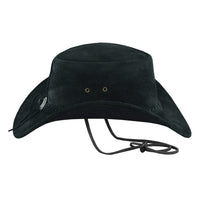 1 x RAW Customer Returns Leatherick Waterproof Cowboy Hat Real Suede Black Aussie Style Western Outback Bush Leather Hat L, Black  - RRP €34.99