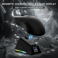 1 x RAW Customer Returns ATTACK SHARK Ajazz AJ159APEX PAW3950 Gaming Mouse, 42000 DPI, 8000Hz Wireless Polling Rate, RGB Magnetic Charging Dock with Color Display, 56g Superlight, 2.4G BT Wired Gaming Mouse, PC Mac, Black - RRP €80.5