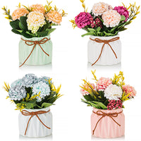 1 x RAW Customer Returns BLOSMON artificial flowers in pot decoration 4 pieces mini artificial hydrangea artificial flowers with vase for table decoration living room home decoration fake flower plants bedroom wedding party office decor - RRP €29.98