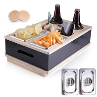 1 x RAW Customer Returns Bibemorol Couch Bar Snack Box, Couch Bar Sofa Organizer made of wood with two snack bowls, bottle holder for cups and glasses, Couch Bar - Sofa Tray - Wine Rack - Snack Box - Snack Holder - Couch Butler - RRP €27.22