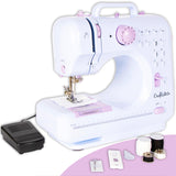 1 x RAW Customer Returns Crafts Co sewing machine for beginners Mini sewing machine with foot pedal Children s Sewing Machine Built-in LED Light Includes 12 built-in stitches White-purple - RRP €50.41