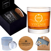 20 x Brand New Gift 31st birthday men, whiskey glass set in gift box, decoration for 31st birthday for women, man, father, and husband - ice ball mold coaster gift card - RRP €282.0