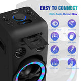 1 x RAW Customer Returns Party speaker sound system stereo system compact system sound box with CD player, DVD player, Bluetooth, FM radio, USB AUX input, 2 x karaoke mic Porta new wireless microphone  - RRP €179.5