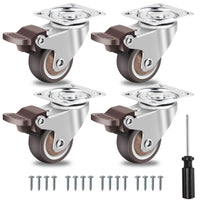 1 x RAW Customer Returns WBD WEIBIDA heavy-duty castors flat 50mm, 360-degree furniture castors small with 270kg load capacity, silent castors made of solid rubber with 4 brakes for furniture transport, table, cabinet, set of 4 - RRP €18.95