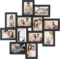 1 x RAW Customer Returns SONGMICS Picture Frame for 10 x 15 cm Pictures, Collage for 12 Photos, Transparent Glass Protection, to Assemble, Black RPF22BK - RRP €32.99