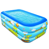 1 x RAW Customer Returns Jiosdo paddling pool - 150cm large inflatable children s pool, family pool, baby pool, children s paddling pool, rectangle family swimming pool with inflatable soft floor for summer, water fun blue  - RRP €24.99