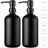 1 x RAW Customer Returns GMISUN soap dispenser black, 500ml dishwashing liquid dispenser for kitchen and bathroom, 2 pieces modern soap dispenser glass with black matt pump made of stainless steel and labels, soap dispenser - RRP €16.99