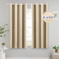 1 x RAW Customer Returns MIULEE Blackout Curtains with Eyelets Linen Look Set of 2 145 x 140 cm Taupe Curtain Opaque with Eyelets Thermal Curtain Cold Protection Curtains Living Room Bedroom Heat Insulating - RRP €36.68