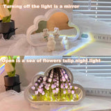 1 x RAW Customer Returns Tulip Night Light, 2 in 1 DIY Cloud Tulip Mirror Lamp, Cloud Tulip Mirror Lights Decoration, LED Flower Bedside Lamp Birthday Gifts Home Decoration for Friends, Girls, Couples, Children Purple  - RRP €21.06