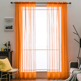 1 x RAW Customer Returns MIULEE Set of 2 Voile Curtains Transparent Curtain Made of Voile Polyester Rod Pocket Transparent Living Room Airy Decorative Curtain for Bedroom Orange 245 x 140cm H x W , Rod Pocket - RRP €24.49