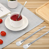 1 x RAW Customer Returns La Llareta Stainless Steel Drinking Straws Spoons, 5 Pack Straws Spoons, Reusable Filter Spoons, Drinking Spoons, with Cleaning Brushes, for Tea, Coffee, Lemon Tea, Juice, Yerba Mate Silver  - RRP €11.74