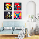 6 x Brand New NAIMOER 4 Pieces Framed Paint By Numbers Kids, DIY Cartoon Paint By Numbers Children Adults, Stitch Paint By Numbers Kits Cartoon Paint By Numbers Canvas for Home Decor 8x8in - RRP €122.4