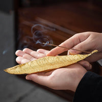 1 x RAW Customer Returns BetterJonny Leaf Shaped Incense Holder, 2 Pack Incense Stick Holder Metal Incense Holder with Ash Catcher for Home Decoration - RRP €20.4