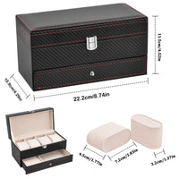 1 x RAW Customer Returns Watch box 4 watch compartments watch box watch box watch storage box jewelry box black jewelry box for men women watch organizer watch box watch case watch box - RRP €24.56