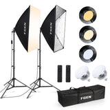 1 x RAW Customer Returns Softbox set photo studio, FGen 2 x 50 x 70cm softbox LED lighting set with 85W 2700-6400K, 2m fully adjustable light stand for YouTube, Tiktok video recordings, studio portraits, photography - RRP €99.17