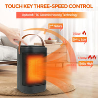 1 x Brand New Roadtime 1500W Electric Fan Heater for Home, Portable Quiet PTC Ceramic Fan Heater with 12 Hour Timer, 70 Oscillation and Remote Control, Electric Heater for Home, Office, EU Plug - RRP €49.99