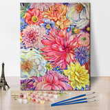 1 x Brand New TISHIRON Flower Paint by Numbers for Adults Beginner Kits Floral DIY Oil Painting Kit Colorful Flowers Canvas Acrylic Pigment Arts Craft for Home Wall Decor Gift 16x20 inch - RRP €7.04