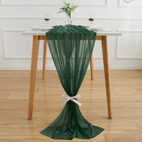 1 x RAW Customer Returns AOKSUNOVA table runner chiffon dark green table decoration wedding 3m x 70cm decorative table runner tulle decorative fabric - RRP €15.12