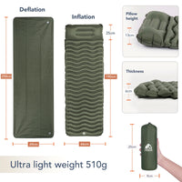 1 x RAW Customer Returns Unigear Camping Mat, Ultralight Inflatable Camping Bed for Hiking, Backpacking, Hammock, Tent, Sleeping Bag - RRP €31.85