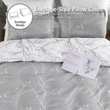 1 x RAW Customer Returns Lekesky bed linen 220x200, bed linen 3-piece duvet cover, floral pattern microfiber 220x200 bed linen set microfiber with pillowcase with zipper 80x80cm 2, gray white - RRP €30.24