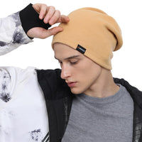 1 x Brand New WTACTFUL Warm Slouchy Beanie for Men Winter Hats for Boys Cool Beanies Skull Cap Men Women Thermal Warm Thick Skully Stocking Binie Hat for Skiing Snowboard Brown - RRP €27.6