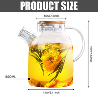 1 x RAW Customer Returns Glass teapot, 1.8 L glass teapot with wooden lid, teapot with strainer insert, teapot with removable filter, modern and elegant teapot design, glass teapot for tea, flower tea and juice - RRP €18.14