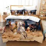 1 x RAW Customer Returns HSGLGNA Horse Galloping Bed Linen Set 3 Pieces 3D Horse Microfibre Bedding Sets 3 Pieces with Zip 100 Cotton Horse B, 200 x 200 cm  - RRP €36.99