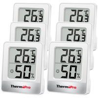 1 x RAW Customer Returns ThermoPro TP49W-6 digital mini thermo-hygrometer thermometer room thermometer 6 indoor temperature and humidity measuring device with smiley indicator - RRP €35.4