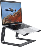 1 x RAW Customer Returns OMOTON Aluminum Laptop Stand, Notebook Stand with Ventilation, Universal PC Riser Ergonomic Laptop Holder for Laptops in 10-16 inches such as MacBook Pro Air, HP, Dell, Lenovo, Huawei, Black - RRP €19.99