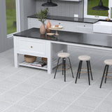 1 x RAW Customer Returns Homease PVC Flooring Self-Adhesive Marble Effect Vinyl Floor, Non-Slip Waterproof Cuttable Tile Look Floor Tiles for Kitchen Living Room Balcony, Matt Light Grey 20 Tiles 1.8m  - RRP €29.23