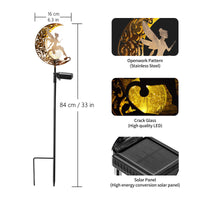 1 x RAW Customer Returns YJFWAL Moon Solar Lights Garden Solar Lamps for Outdoors, 1 Piece Garden Decoration Flower Fairy Figures Waterproof Solar Light Garden Decoration Elf Metal LED Stake Path Decoration Lights Balcony - RRP €23.18