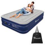 1 x RAW Customer Returns YITAHOME Double Air Mattress with Built-in Electric Pump, Inflatable Bed, Structured I-Beam Technology, Quick Inflation Firming for Guests, 203 x 152 x 46 cm, Grey Blue - RRP €79.85