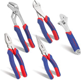 1 x RAW Customer Returns WORKPRO 5 Piece Pliers Set, Includes Diagonal Pliers, Universal Pliers, Long Nose Pliers, Adjustable Wrench, Extendable Pliers for Electrician - RRP €25.99