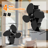 1 x RAW Customer Returns Stove fan, Oneyus fireplace fan fan for fireplace quiet stove fan without electricity fireplace fan fireplace fans with 4 blades for wood fireplaces fire pit stove pipe - RRP €25.2