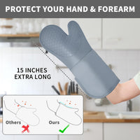 13 x Brand New Oven Gloves Heat Resistant, 38 cm Extra Long Pot Holder Gloves With Cotton Cuffs, 1 Pair Non-Slip Textured Silicone Oven Gloves For Grilling, Cooking, Baking, Grilling, Kitchen - RRP €158.47