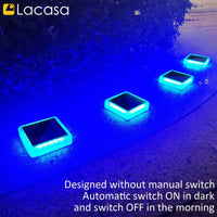 1 x RAW Customer Returns Lacasa Solar Floor Lights Outdoor, 40LM 4 Pack Solar Lights for Outdoors, IP68 Waterproof Auto ON OFF Solar Lamps LED Path Lights for Garden Lawn Patio Driveway 4 Pack - RGB Color Changing  - RRP €35.4