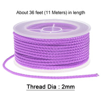 1 x Brand New sourcing map Nylon Thread Beading Cord 2mm Braided Craft Cord for Bracelets, Jewelry Making, DIY Crafts 11M 36 Feet Light Purple - RRP €10.75