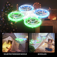 1 x RAW Customer Returns Tomzon A34 LED kids drone with blue and green lights with 5 light modes, RC 2 batteries, 20 minutes battery life, altitude hold, headless mode, gift toy for boys and girls - RRP €32.4