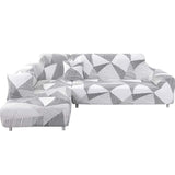 1 x Brand New ele ELEOPTION Set of 2 Elastic Sofa Covers for 3 Seater L Shape Sofa with 2 Cushion Covers Geometric White  - RRP €59.08