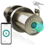 1 x RAW Customer Returns FITNATE Fingerprint Doorknob, Smart Biometric Door Lock Fingerprint Doorknob with App Control, User Management, Touch to Open Button for Bedroom, Home, Hotel, Office, Golden - RRP €65.99