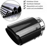 1 x RAW Customer Returns 63mm Exhaust Tips Exhaust Rear Exhaust Tailpipe Stainless Steel and Carbon Fiber Car Exhaust Pipe Tailpipe Universal Black  - RRP €36.29