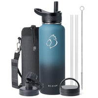 1 x RAW Customer Returns BUZIO Stainless Steel Drinking Bottle 1180ml Thermos Bottle with Straw Lid and Insulated Water Bottle for Sports Leak-proof Insulated Bottle, Indigo Black - RRP €32.99