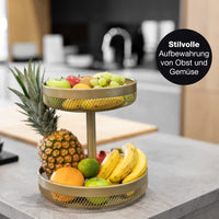 1 x RAW Customer Returns Moritz Moritz Fruit Cake Stand Gold Metal - Modern Fruit Bowl Gold - Fruit Basket Gold for storing fruit, vegetables and bread - RRP €35.28