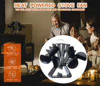 1 x RAW Customer Returns Fireplace fan, stove fan without electricity, 6 blades with 2 motors, quiet fireplace fan, large fireplace fan for fireplaces, wood stoves, ovens, heat distributor fan for fireplace fireplace stove wood - RRP €37.68