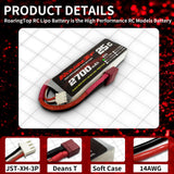 1 x RAW Customer Returns ROARINGTOP 2S Lipo Battery, 7.4V 2700mAh RC Lipo Batteries 25C with Deans T Plug Compatible with WLtoys HB101 HM103 HM121 HM124 HM123 200E 124019 104001 12 RC Truck Truggy 2 Pack  - RRP €31.46