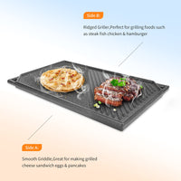 1 x RAW Customer Returns GFTIME cast iron grill plates 41.8 X24cm for oven, stove grill, wood-burning grill, cast iron reversible grill plates, cast iron grill plate, cooking grill grill pan 2 in 1 reversible griddle grill, 1 pack - RRP €40.07