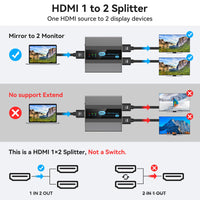 1 x RAW Customer Returns VEDINDUST HDMI Splitter 1 In 2 Out 8K60Hz 4K120HZ HDMI Distributor HDMI 2.1 Splitter Supports EDID HDCP2.3 for Xbox PS4 PS5 Roku Blu-Ray Player Firestick HDTV - RRP €49.99